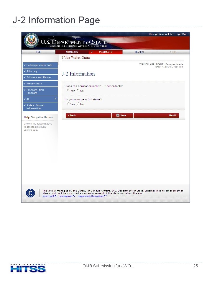 J-2 Information Page OMB Submission for JWOL 25 