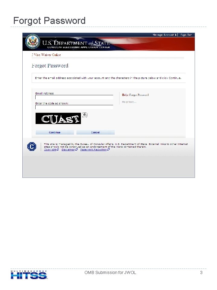 Forgot Password OMB Submission for JWOL 3 