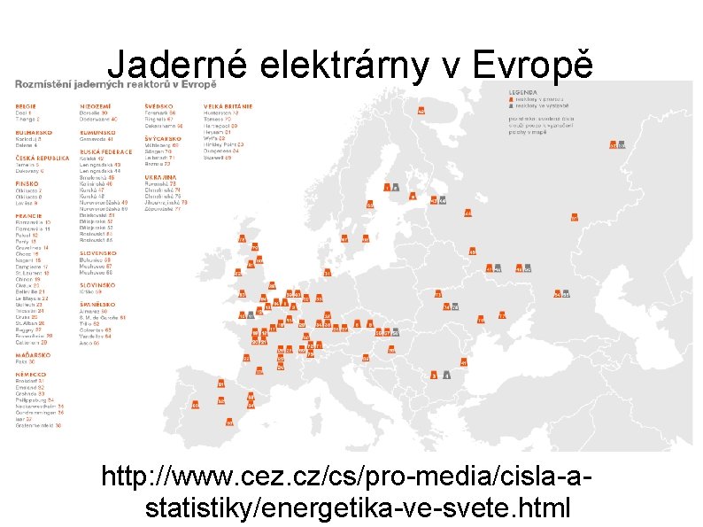 Jaderné elektrárny v Evropě http: //www. cez. cz/cs/pro-media/cisla-astatistiky/energetika-ve-svete. html 