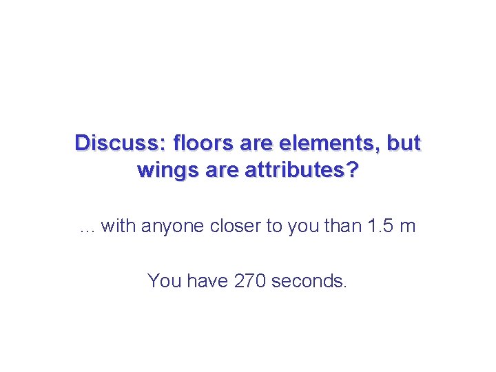 Discuss: floors are elements, but wings are attributes? . . . with anyone closer Discuss: floors are elements, but wings are attributes? . . . with anyone closer