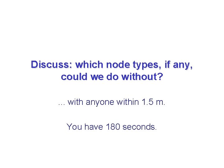 Discuss: which node types, if any, could we do without? . . . with Discuss: which node types, if any, could we do without? . . . with