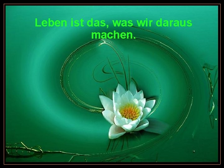 Leben ist das, was wir daraus machen. 