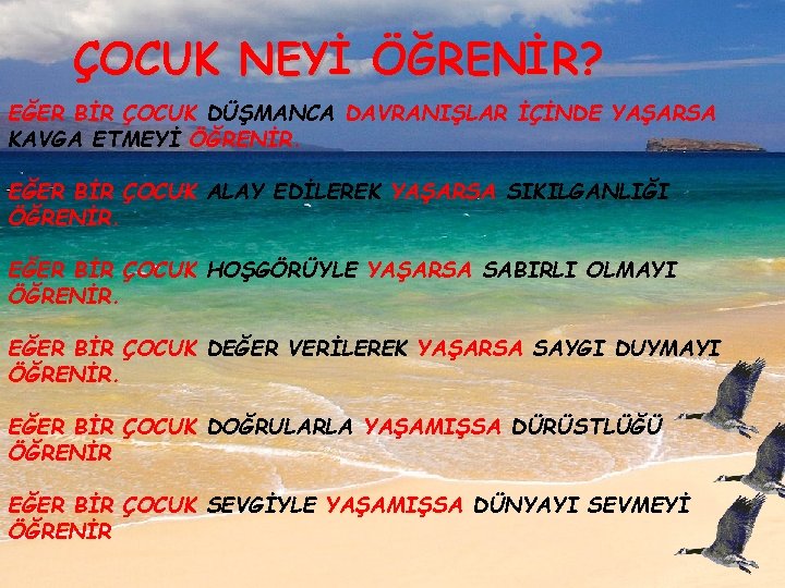 ÇOCUK NEYİ ÖĞRENİR? EĞER BİR ÇOCUK DÜŞMANCA DAVRANIŞLAR İÇİNDE YAŞARSA KAVGA ETMEYİ ÖĞRENİR. EĞER