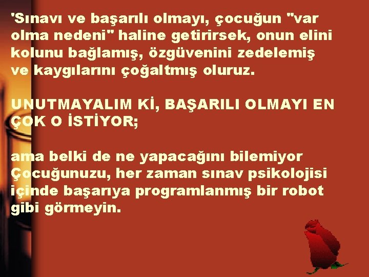 'Sınavı ve başarılı olmayı, çocuğun "var olma nedeni" haline getirirsek, onun elini kolunu bağlamış,