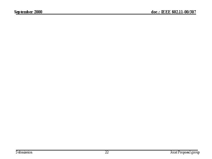 September 2000 Submission doc. : IEEE 802. 11 -00/307 22 Joint Proposal group 