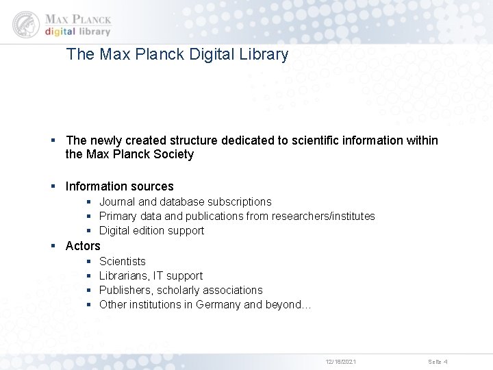 Publication repositories at the Max Planck Society Laurent