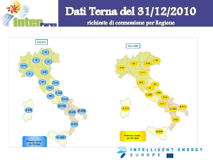 Dati Terna del 31/12/2010 richieste di connessione per Regione 