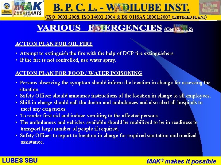 LUBES SBU - WR (ISO 9001: 2008, ISO 14001: 2004 & BS OHSAS 18001: