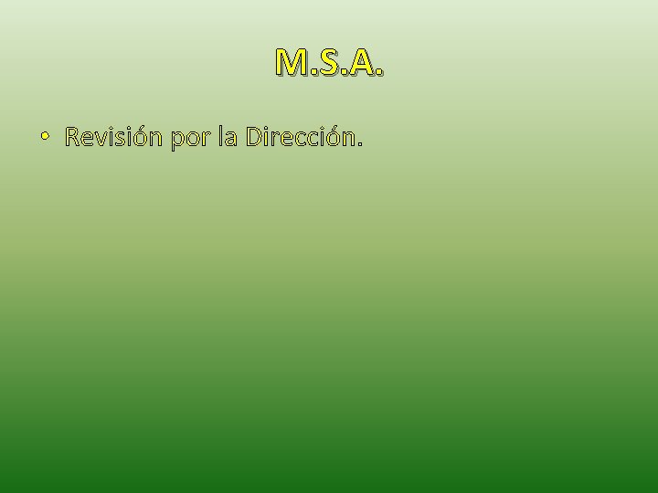 M. S. A. • Revisión por la Dirección. 