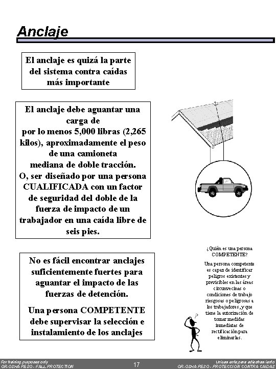 Anclaje El anclaje es quizá la parte del sistema contra caídas más importante El