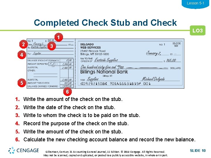 Lesson 5 -1 Completed Check Stub and Check LO 3 1 2 3 4