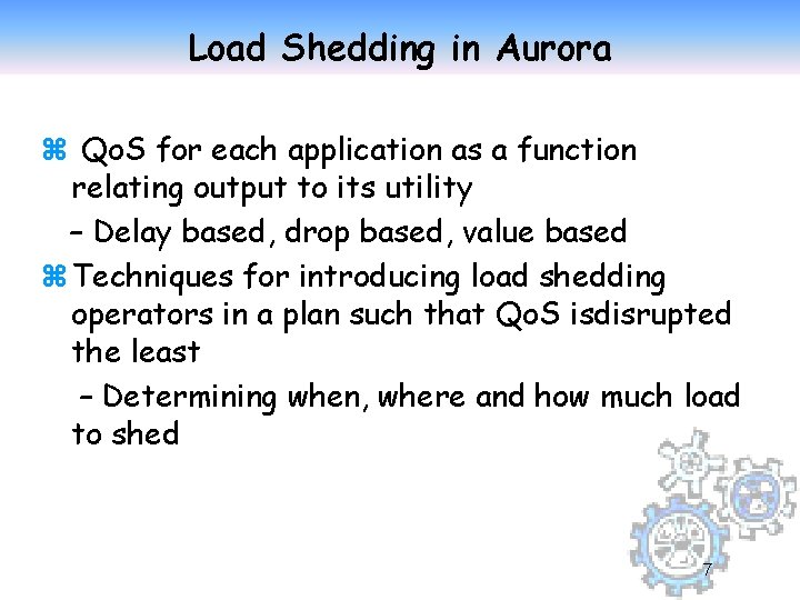 Load Shedding in Aurora z Qo. S for each application as a function relating