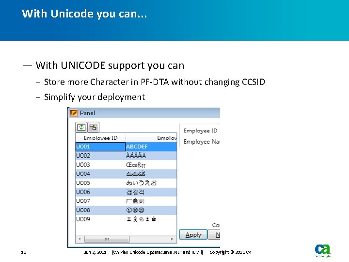 With Unicode you can. . . — With UNICODE support you can − Store With Unicode you can. . . — With UNICODE support you can − Store