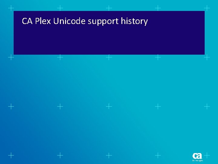 CA Plex Unicode support history CA Plex Unicode support history