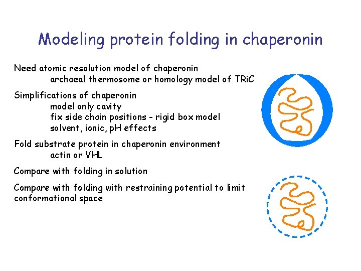 Modeling protein folding in chaperonin Need atomic resolution model of chaperonin archaeal thermosome or