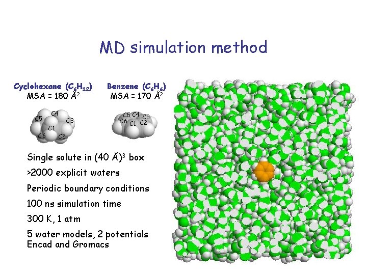 MD simulation method Cyclohexane (C 6 H 12) MSA = 180 Å2 C 5