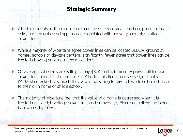 Strategic Summary Ø Alberta residents indicate concern about the safety of small children, potential