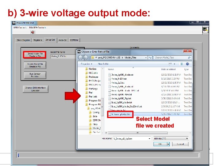 b) 3 -wire voltage output mode: Select Model file we created 35 