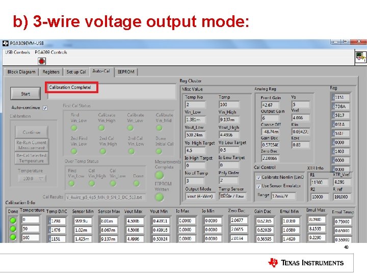 b) 3 -wire voltage output mode: 40 