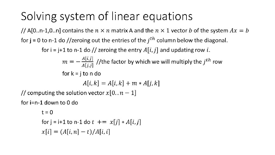 Solving system of linear equations • 