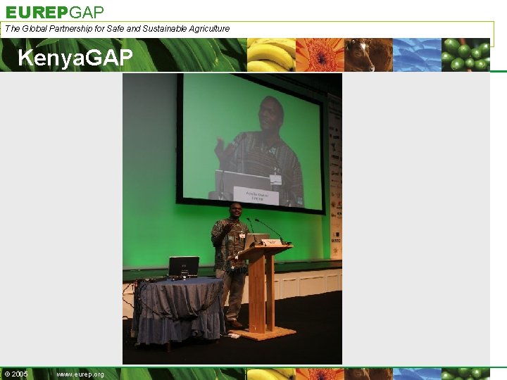 EUREPGAP The Global Partnership for Safe and Sustainable Agriculture Kenya. GAP © 2005 www.