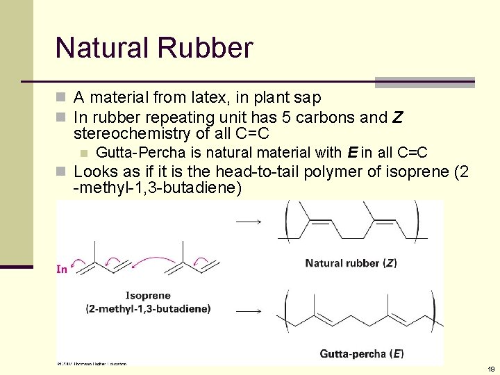 Natural Rubber n A material from latex, in plant sap n In rubber repeating