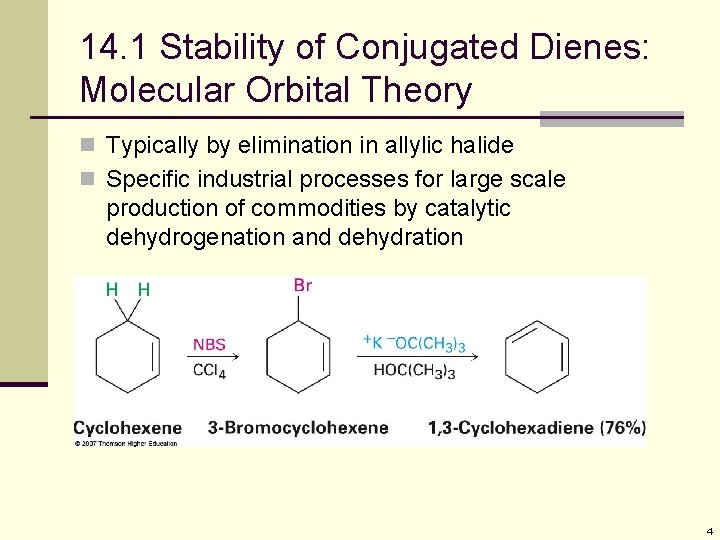 14. 1 Stability of Conjugated Dienes: Molecular Orbital Theory n Typically by elimination in