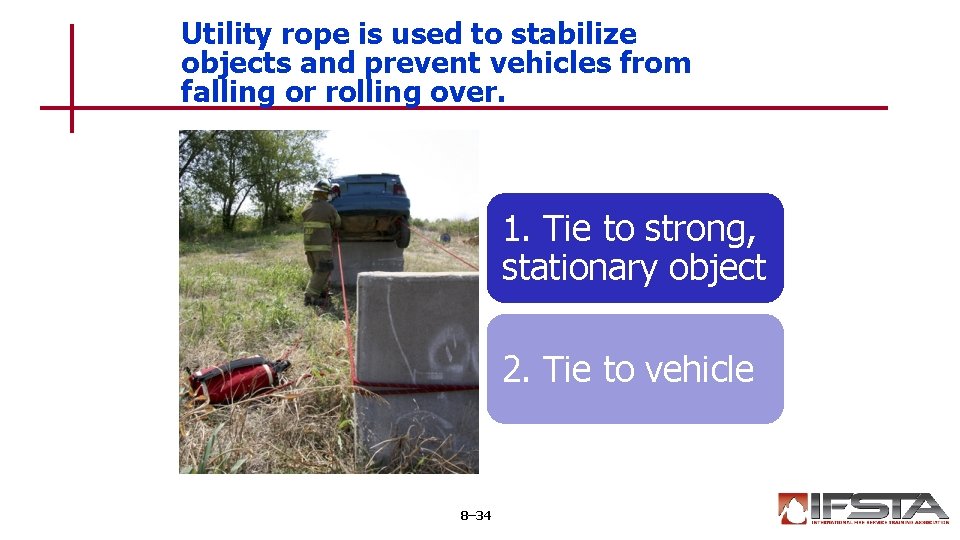 Utility rope is used to stabilize objects and prevent vehicles from falling or rolling