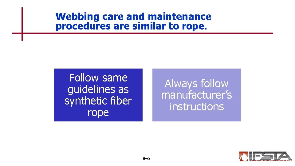 Webbing care and maintenance procedures are similar to rope. Follow same guidelines as synthetic