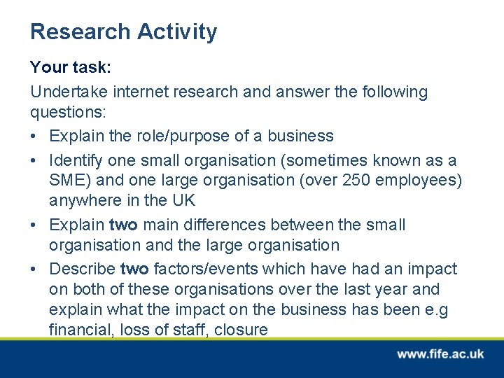 Research Activity Your task: Undertake internet research and answer the following questions: • Explain