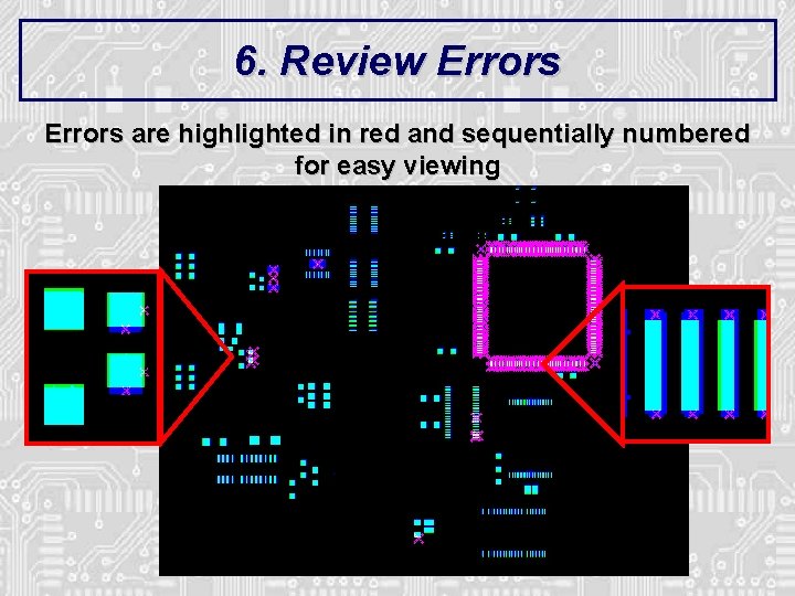 6. Review Errors are highlighted in red and sequentially numbered for easy viewing 6. Review Errors are highlighted in red and sequentially numbered for easy viewing