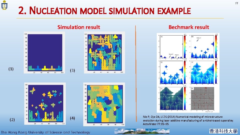2. NUCLEATION MODEL SIMULATION EXAMPLE Simulation result (1) (3) (2) (4) Bechmark result Nie