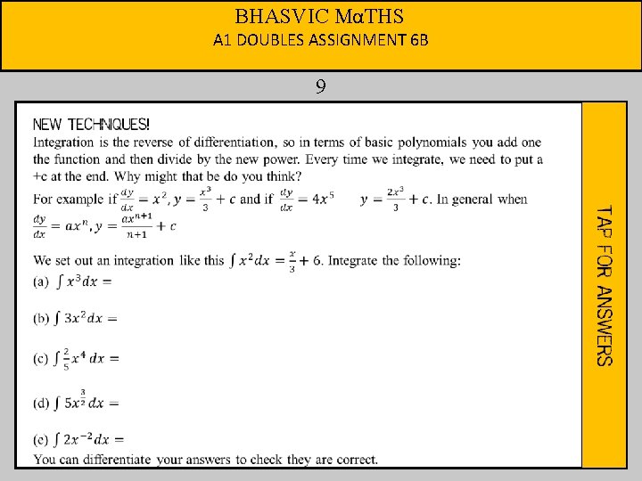 BHASVIC MαTHS A 1 DOUBLES ASSIGNMENT 6 B 9 