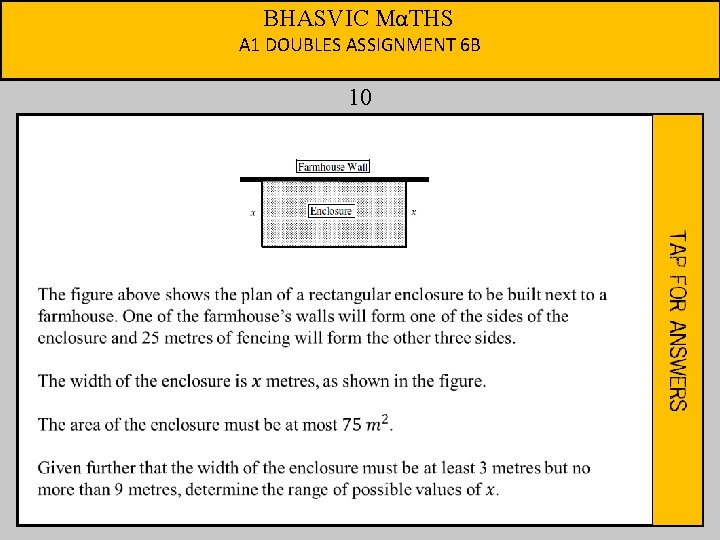 BHASVIC MαTHS A 1 DOUBLES ASSIGNMENT 6 B 10 