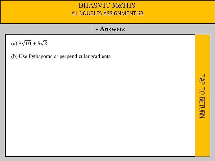 BHASVIC MαTHS A 1 DOUBLES ASSIGNMENT 6 B 1 - Answers 