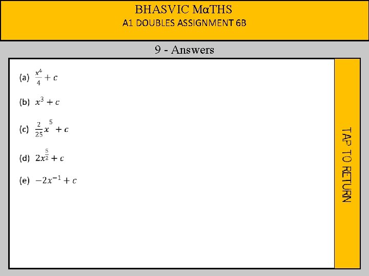 BHASVIC MαTHS A 1 DOUBLES ASSIGNMENT 6 B 9 - Answers 