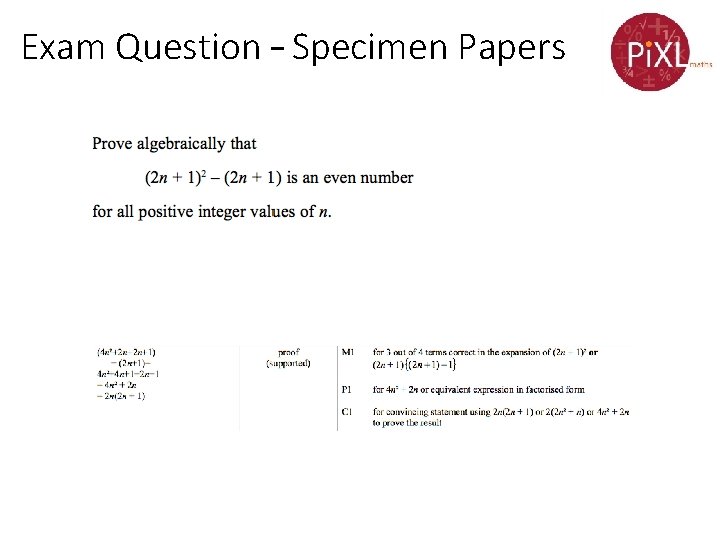 Exam Question – Specimen Papers 