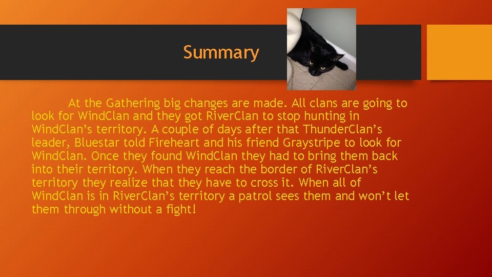 Summary At the Gathering big changes are made. All clans are going to look