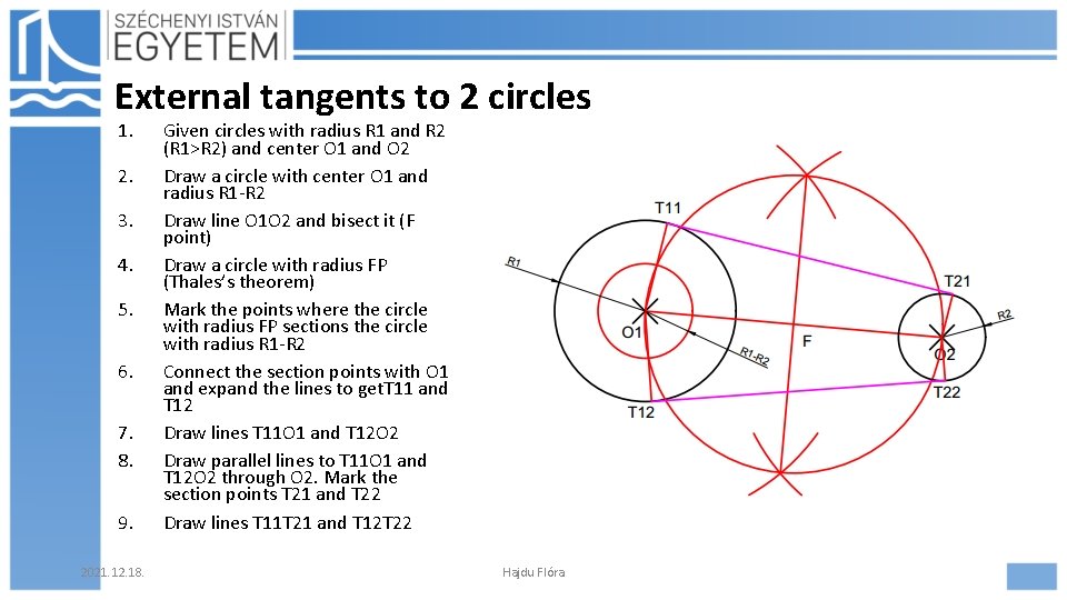 External tangents to 2 circles 1. 2. 3. 4. 5. 6. 7. 8. 9.