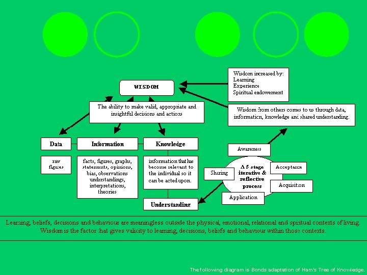 The following diagram is Bonds adaptation of Ham’s Tree of Knowledge. 