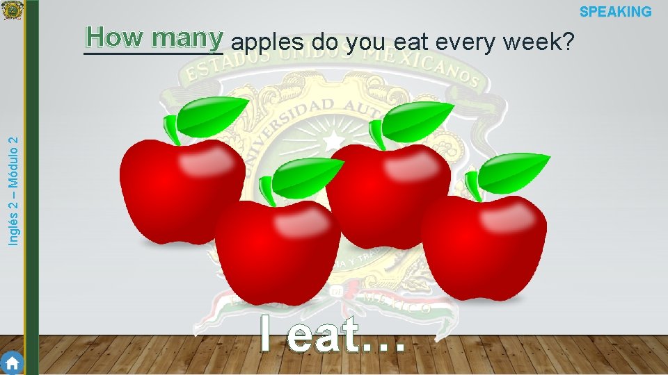SPEAKING Inglés 2 – Módulo 2 How many apples do you eat every week?