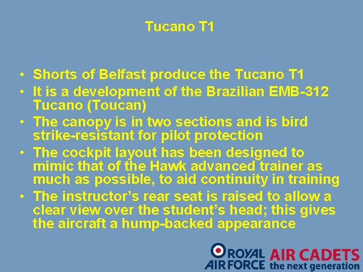 Tucano T 1 • Shorts of Belfast produce the Tucano T 1 • It