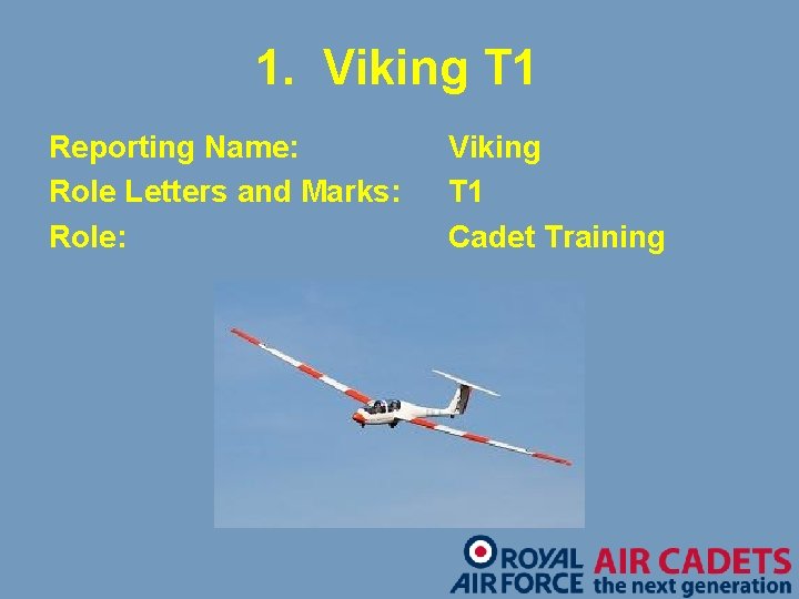 1. Viking T 1 Reporting Name: Role Letters and Marks: Role: Viking T 1