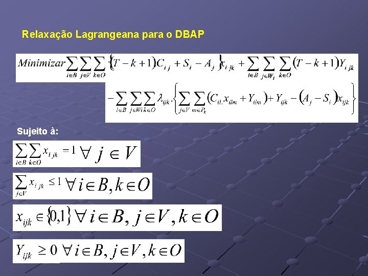 Relaxação Lagrangeana para o DBAP Sujeito à: 