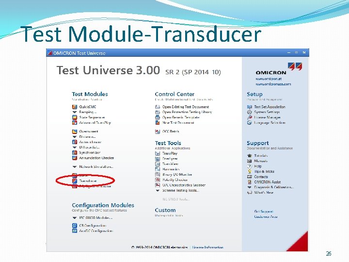Test Module-Transducer 26 Test Module-Transducer 26
