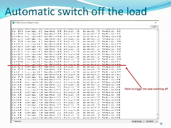 Automatic switch off the load Point to trigger the load switching off 39 Automatic switch off the load Point to trigger the load switching off 39