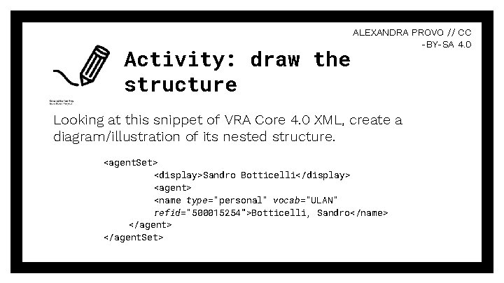 Activity: draw the structure ALEXANDRA PROVO // CC -BY-SA 4. 0 Looking at this