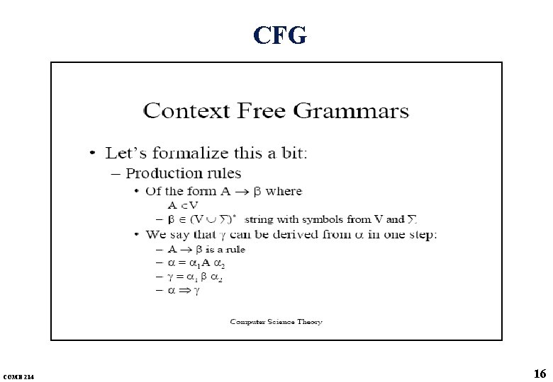 CFG COME 214 16 CFG COME 214 16