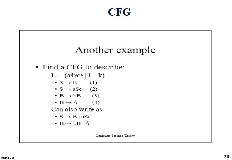 CFG COME 214 20 CFG COME 214 20