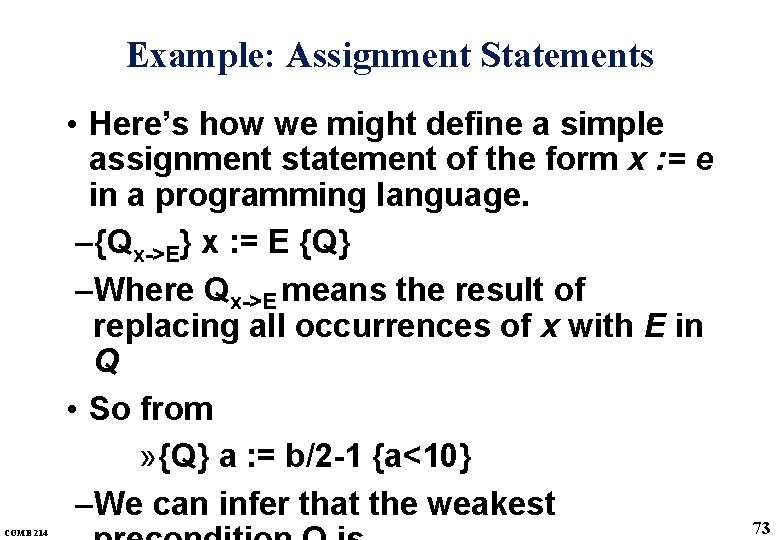 Example: Assignment Statements • Here’s how we might define a simple assignment statement of Example: Assignment Statements • Here’s how we might define a simple assignment statement of